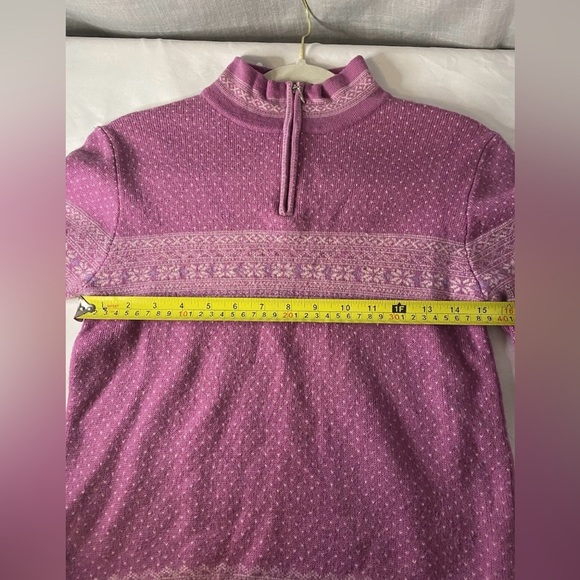 BULA 100% Wool Ski Sweater Women’s 1/4 Zip Medium Pink Snowflake  Dot EUC! - Picture 5 of 10
